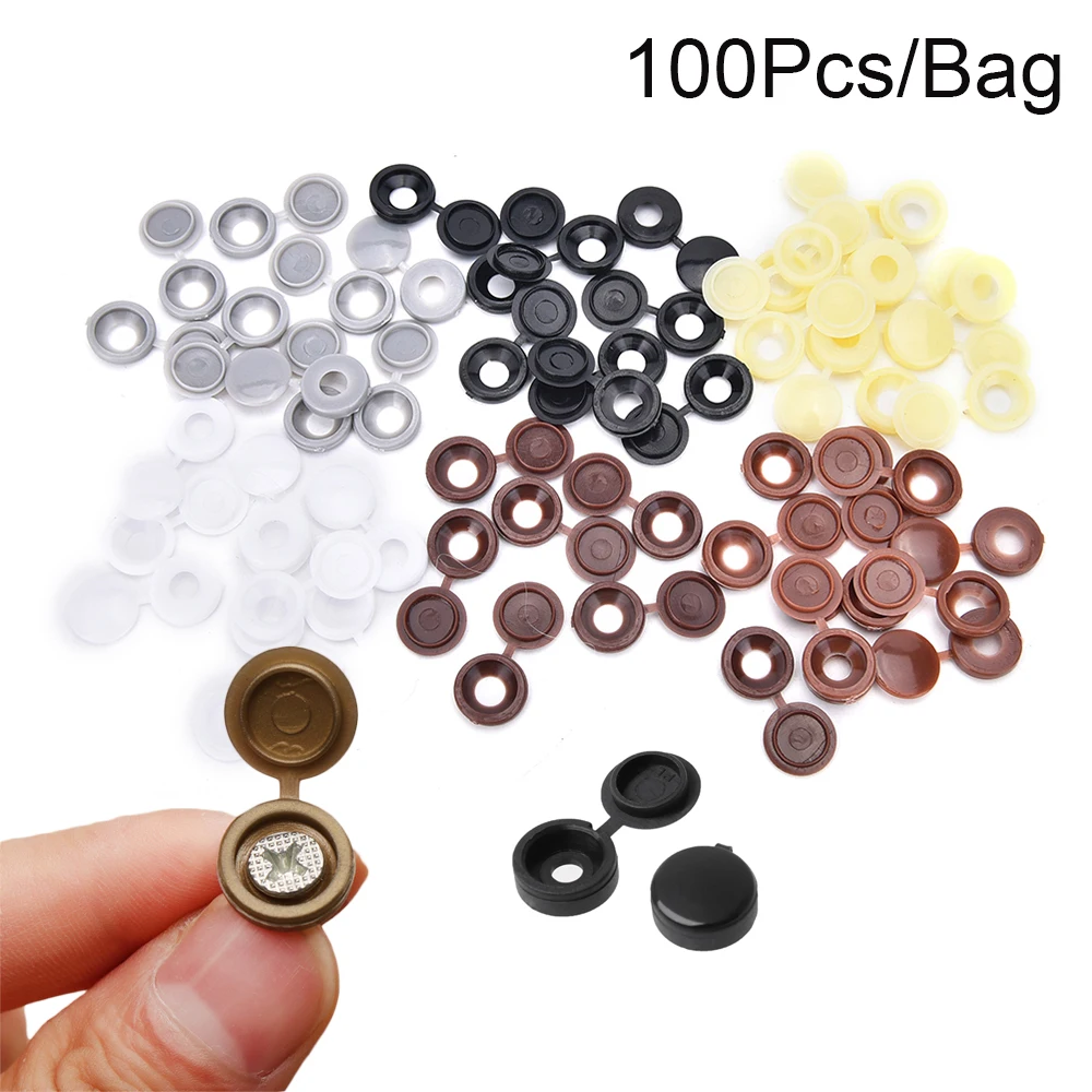 100Pcs Protect Cap Hinged Plastic Screw Cover Fold Caps Button For Car