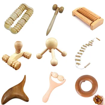 

High Quality Wood Body Foot Reflexology Acupuncture Shiatsu Thai Massager Roller Therapy Meridians Scrap Lymphatic Drainage