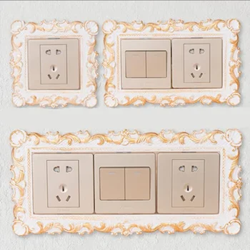 

2020 Wall Power Switch Frame Sticker Wedding House Outlet Frame Decoration Resin Baroque Decor Wall Switch Cover Frame