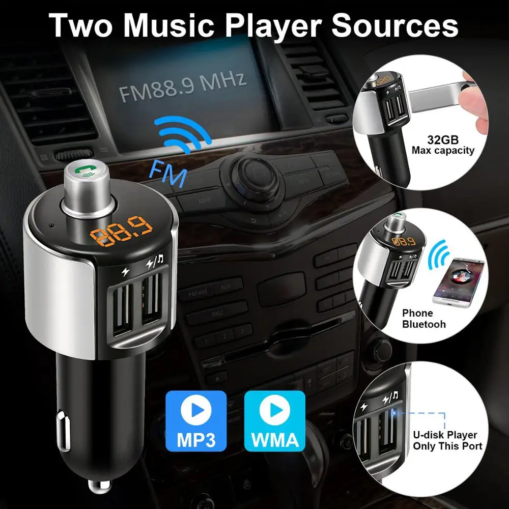 Fimilef Bluetooth fm-передатчик автомобильное зарядное устройство комплект аудио адаптер радио приемник беспроводной музыкальный модулятор с громкой связью