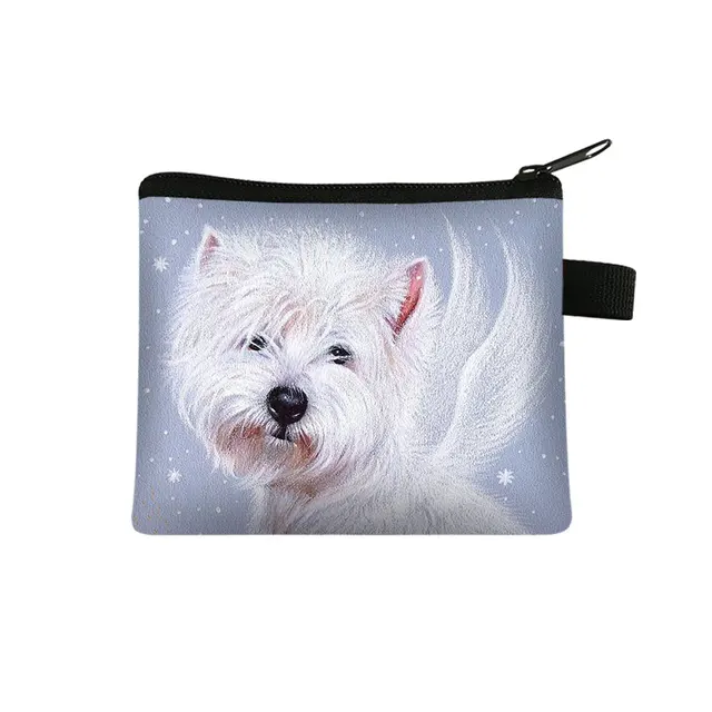 Westie monedero con pintura de perro para mujer, con pintalabios, Mini billetera para regalo, diseño - AliExpress