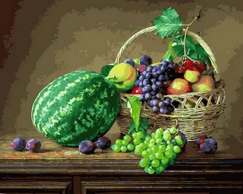

Frameless picture oil paintings by numbers flowers wall decor diy painting on canvas for home decor 4050cm fruit in basket