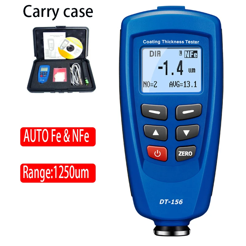 CEM DT-156 car Paint Coating Thickness Gauge Meter Tester 0~1250um with Built-in Auto F & NF Probe + USB Cable + CD software