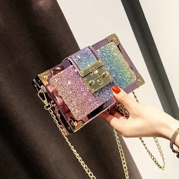 

Spring and summer new bright crystal small square bag 2020 Korean version of the wild fashion shoulder diagonal small tide bag