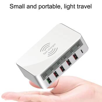 

6 Port 8A 40W QC 3.0 USB Charger Type C Quick Smart Mobile Phone Charger for iPhone X XS Samsung S10 Huawei P30 Pro led Display