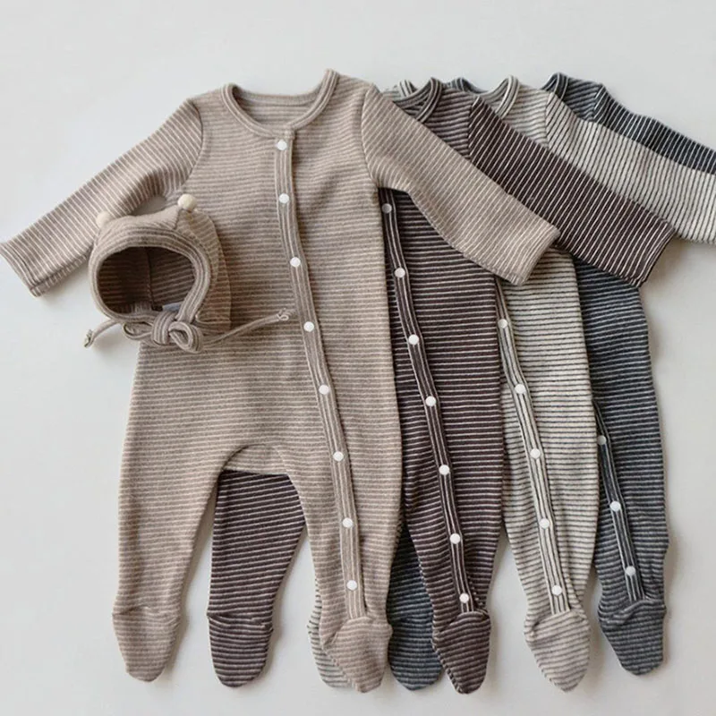 Autumn Baby Footie Striped Jumpsuit Toddler Clothes