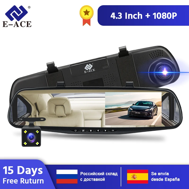 E-ACE A33 Зеркало Dvr 4,3 дюймов Dashcam FHD 1080P автоматическая камера Авто регистратор с камерой заднего вида видео рекордер Автомобильные видеорегист... E-ACE A33 Зеркало Dvr 4,3 дюймов Dashcam FHD 1080P автоматическая камера Авто регистратор с камерой заднего вида видео рекордер Автомобильные видеорегист...