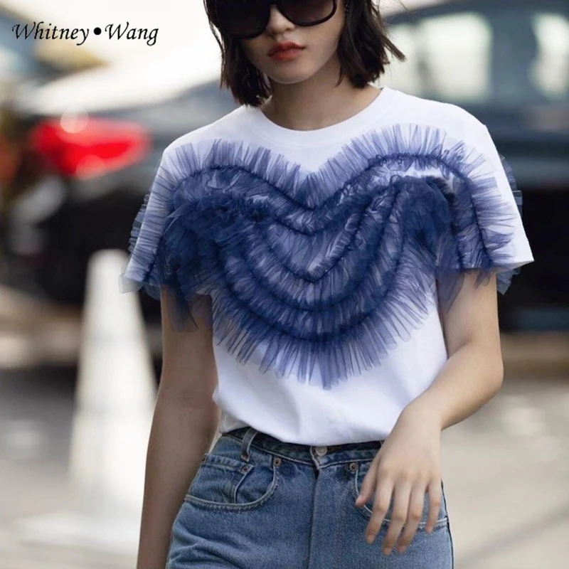 Футболка WHITNEY WANG весна-лето 2020 модная уличная одежда дизайнерская стильная
