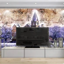 Diantu на заказ Фиолетовый замок ручная роспись фон настенная декоративная живопись на заказ Большая фреска зеленые обои papel de parede