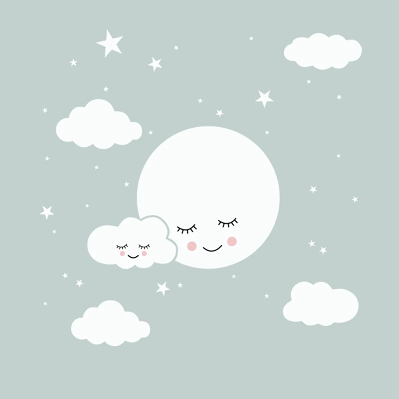 Stars White Cloud Decal Cartoon Wall Stickers For Kids Rooms Home Bedroom Decoration Stickers Baby Mural Wallpaper