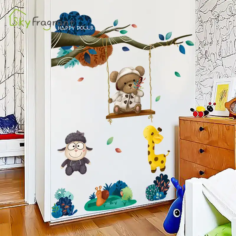 Cartoon Animal Paradise Stickers Kids Room Decoration Wall Stickers For Kids Room Bedroom Decor Cute Wall Decor House Decoration Wall Stickers Aliexpress