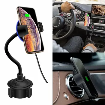 

Qi Wireless Car Air Vent + Gooseneck Cup Holder Mount Mobile Phone Stand Charging Bracket For iphone Samsung Huawei XiaomiAndroi