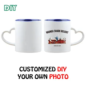 

11oz Sublimation Blank Mug Inner Color ceramic coffee mug with heart handle