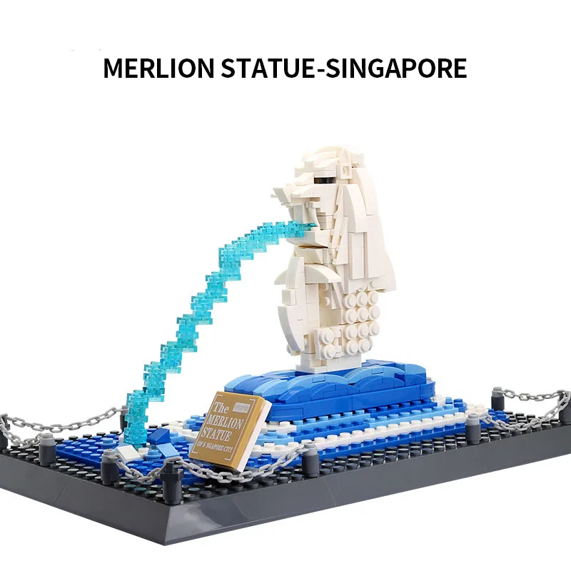 

Singapore Merlion carving small particle building block assembly simulation building model children DIY puzzle toy gift