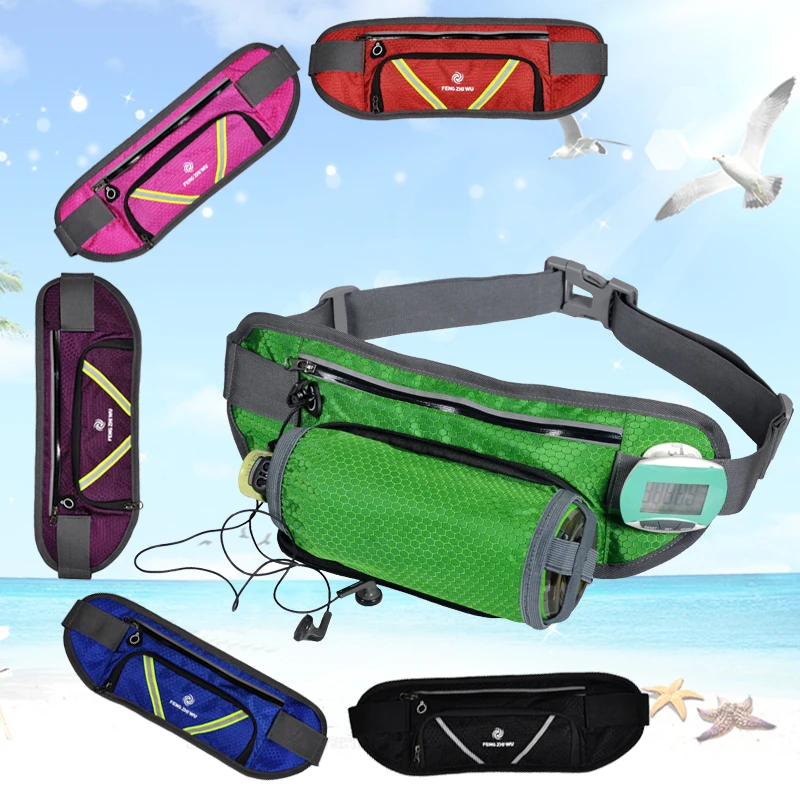 

Outdoor sports running fitness pockets hidden water bottle bag marathon backpack personal phone pockets Reflective belt bag