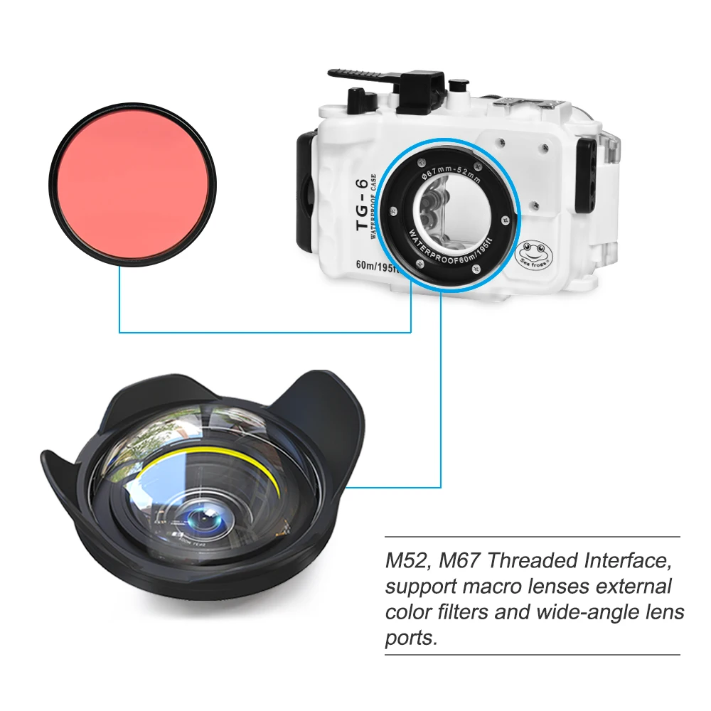 60M Underwater Waterproof Camera case for Olympus