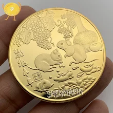 Золотая мышь отправляет благословение памятная монета Китай фу коллекционные монеты Зодиак счастливая крыса монеты год рождественский подарок