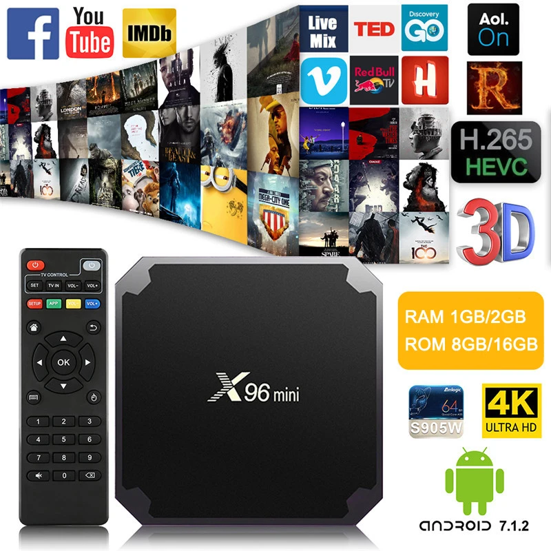 X96mini Android 7.1 X96 mini четырехъядерный Smart TV BOX ТВ Бокс 1 ГБ +8 ГБ2 +16 S905W поддерживает 2.4G