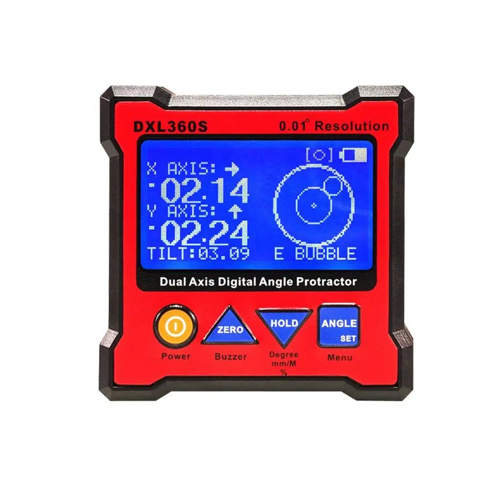 

DXL360S Dual-axis Digital Display Level Gauge Angle Protractor Electronic Inclinometer Angle Meter Mini Level Magnetic Base