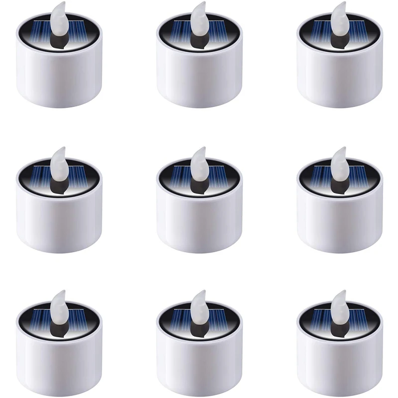 

9Pcs Solar Tea Lights, Rechargeable Led Flameless Tealight Candles for Window Outdoor Camping Emergency Home Decor