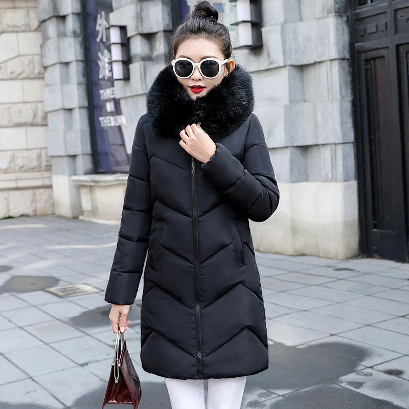 Европейская мода, черная зимняя куртка для женщин, большое меховое пальто, женская куртка, зимняя хлопковая парка с капюшоном, теплые куртки, новинка 7XL