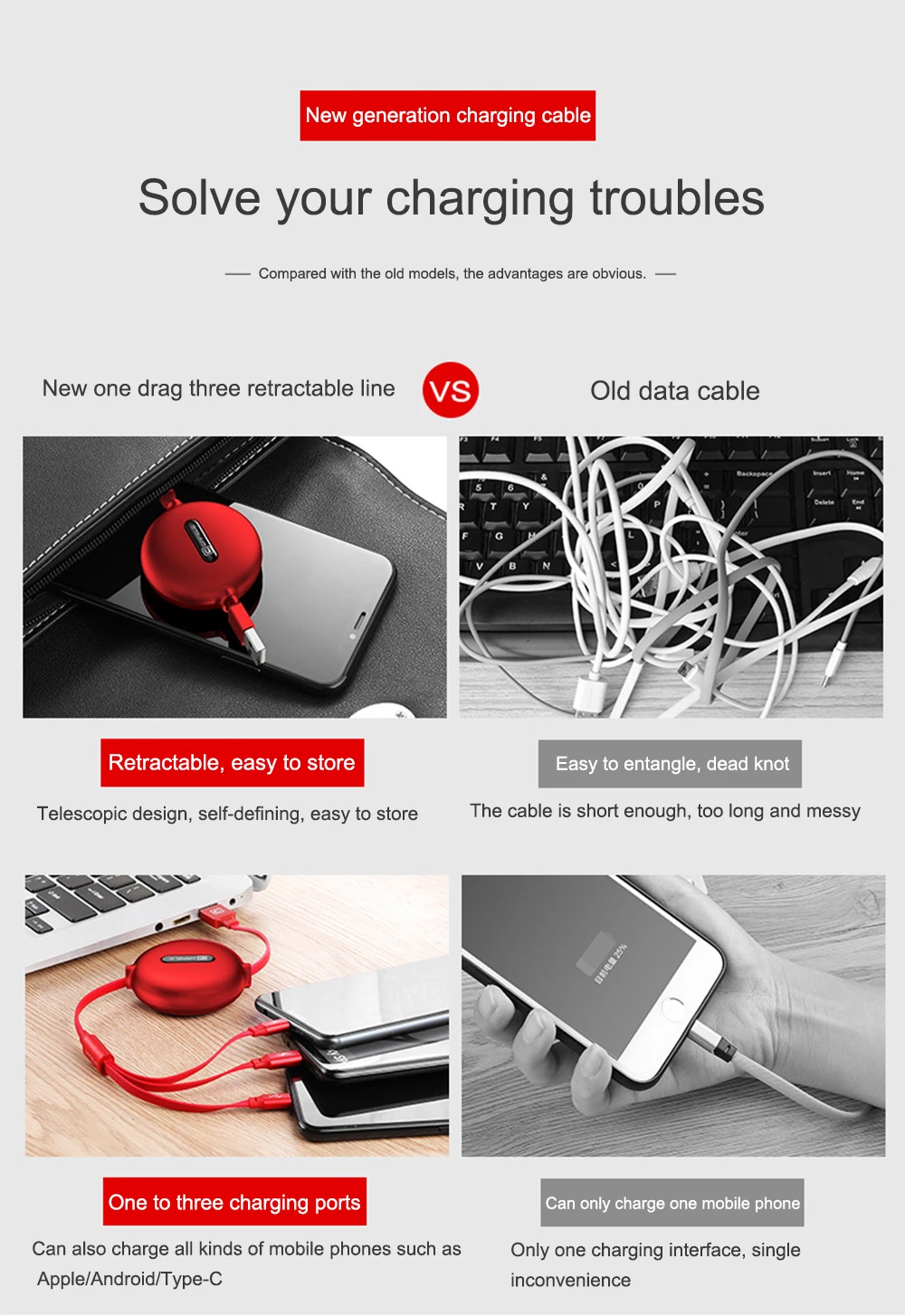СВЕТОДИОДНЫЙ модуль панели управления usb type C для iPhone X 8 7 6 XR 3 в 1 крест дизайн Выдвижной зарядный кабельный провод для huawei samsung Xiaomi