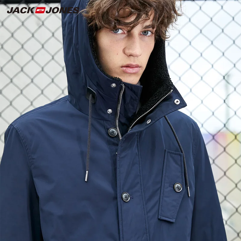 Мужское хлопковое пальто с капюшоном средней длины Jack Jones | 219309502|Парки|
