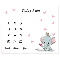 Baby Monthly Record Growth Milestone Blanket Newborn Cute Animal Pattern Cloth Dropshipping 1