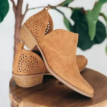 

Torridity Women Shoes Retro Heel Boots Female Slip on Heels Casual Botas Mujer Booties Feminina women boots 2019
