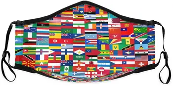 

International Country Flags of The World Face Mask Washable Anti Dust Mask with 4PCS 5Layers Filters for Bicycle, Cycling,Sports