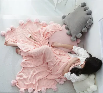 

Fashion Pink White Knit Blanket Home Textile 100% Cotton Designers Blankets Elegant Throw Blanket On The Couch Bedspread