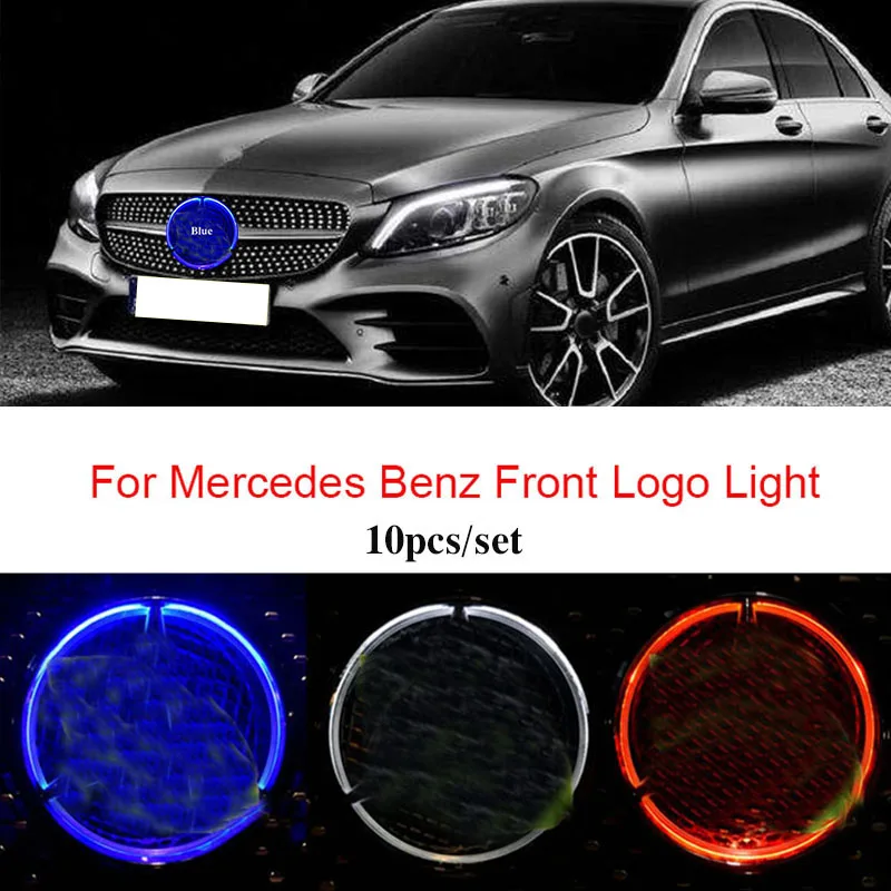 

10pcs/set 18.5cm Auto Head Front Logo LED Light Guide Headlights Daytime Light New Old year for A B E GL CL CLS GLK Class
