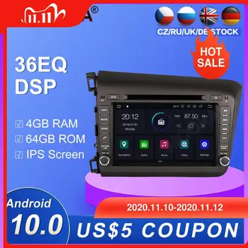 

Android 10.0 4+64G Car Radio GPS Navigation for Honda Civic 2012-2015car Multimedia Player Radio video stereo head unit dsp wifi