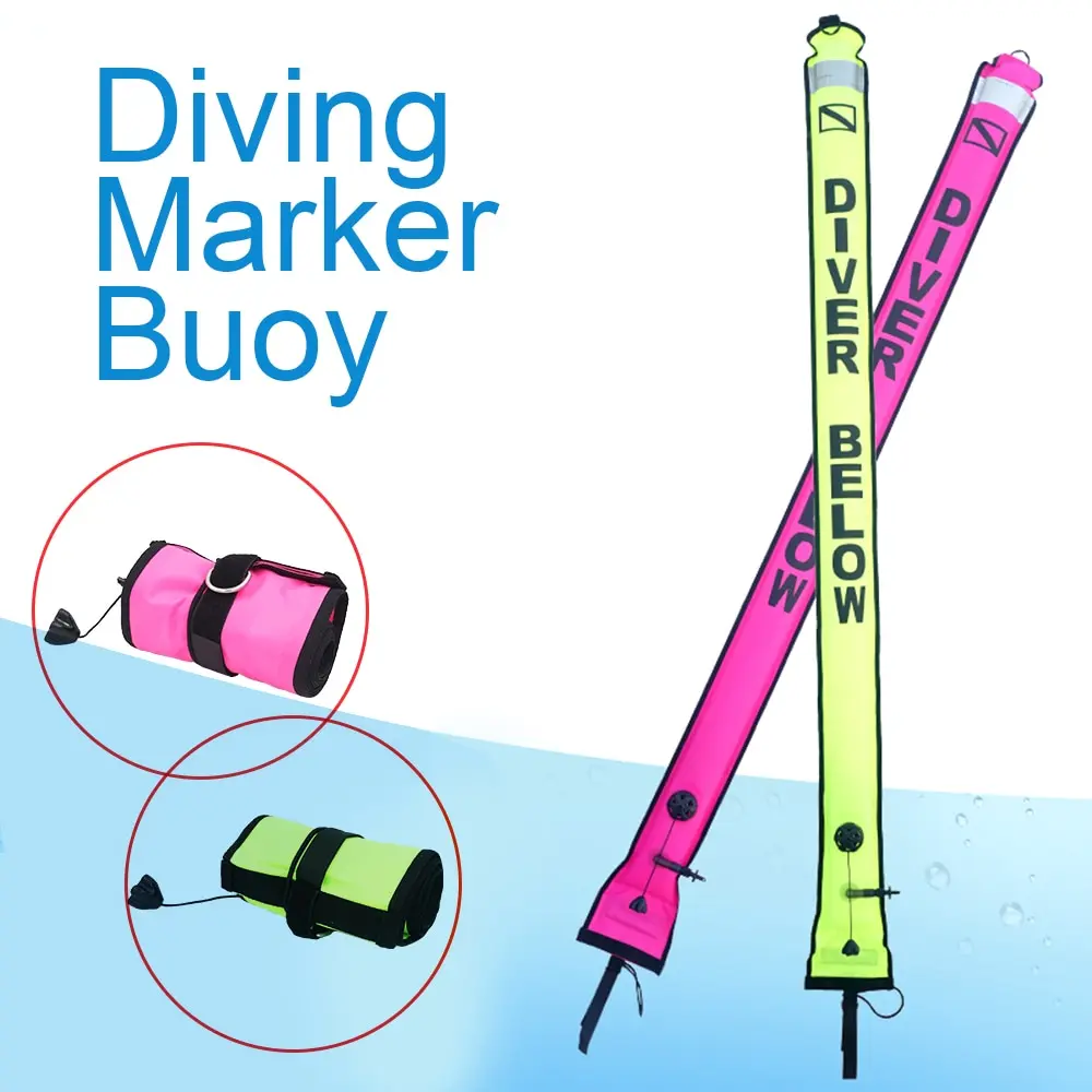 

1.2M 1.5M 1.8M Colorful Visible Inflatable Signal Tube Diving Surface Signal Marker Buoy Sausage Signal Marker Diving Accessory