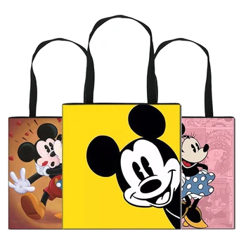 

INS Women's Tote Bag Large Beach Handbags Shopper Printed Mickey and Minnie Polyester Bag Reusable Shopping Bags Eco Foldable ts
