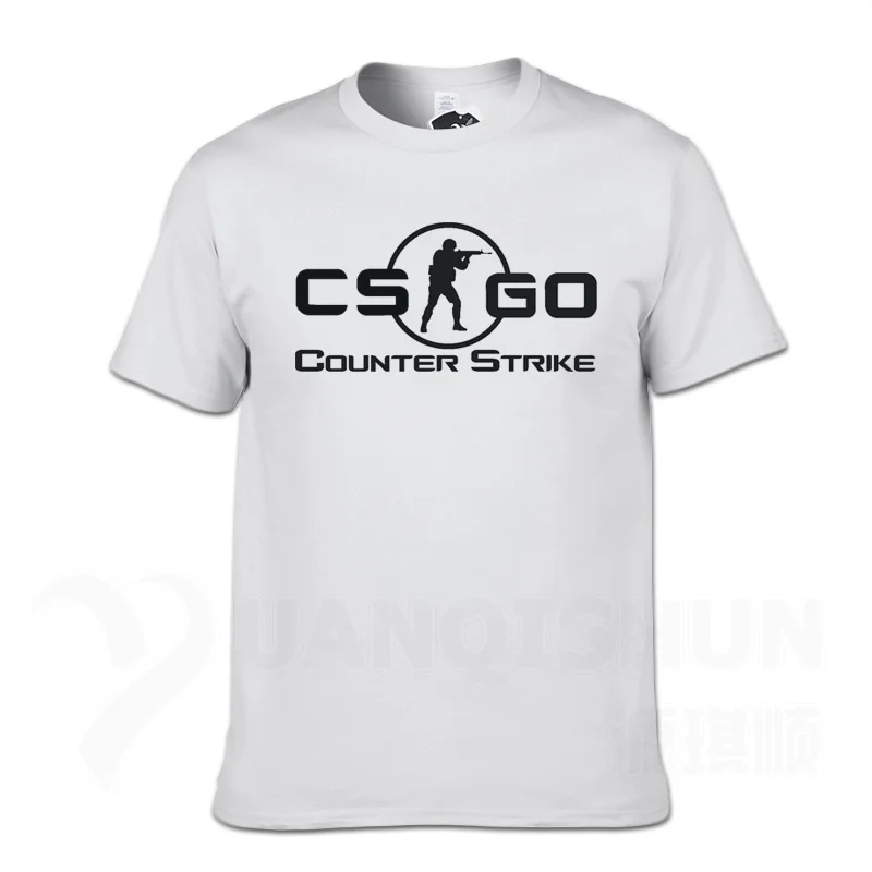 White 1 YUANQISHUN, новинка, CS GO, футболка с принтом, Counter Strike, Global offency, CSGO, популярные игры, футболка, команда, на заказ, Мужская футболка из бутика - Цвет: White 1