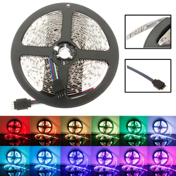 

5M DC 12V RGB Flexible LED Strip Light 3528SMD Sting Ribbon Adhesive Tape TV Background Lighting For Christmas Party
