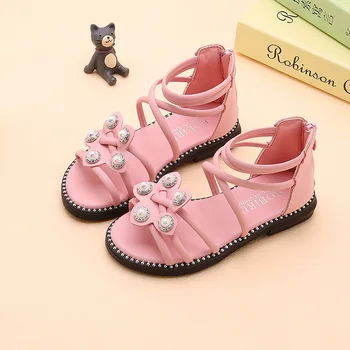 

Pink black white Summer Kids Sandals Girls Princess Shoes Girls Beach shoes chaussure fille 4 5 6 7 8 9 10 11-14years Old Kids