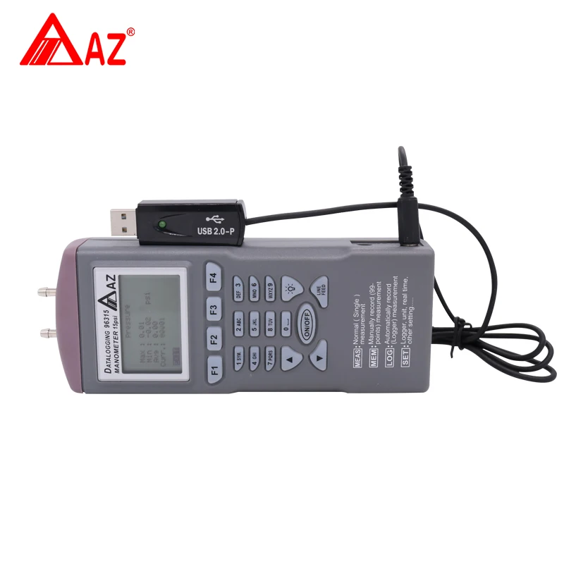 AZ96315 манометр цифровой дифференциальный датчик давления тестер с программным обеспечением 11 измерительных единиц