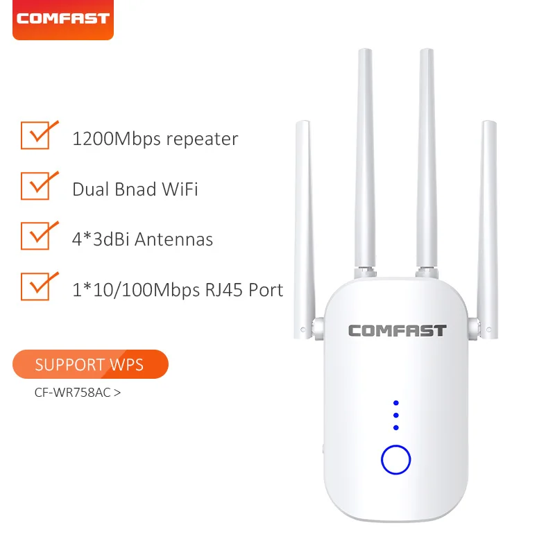 Home Wifi Repeater 300-2100Mbps 4 Antennas Wi-fi Extender 2.4Ghz 5 Ghz With LAN/WAN Port Wireless Router Booster Wi Fi Repiter 