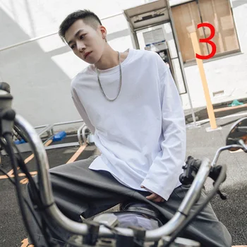 

2019 autumn and winter long-sleeved t-shirt men's cotton round neck Slim bottoming shirt 355