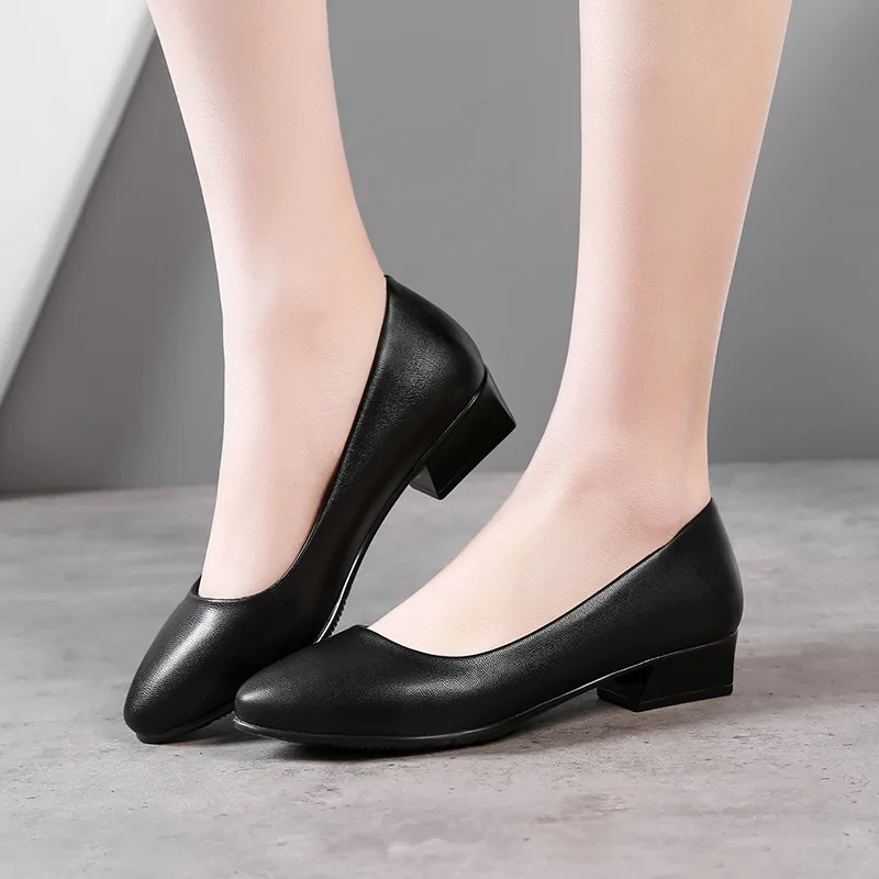GKTINOO 2019 New Black Shallow Mouth Women Shoes Fashion Office Work High Heels Ladies Low Heel Woman Big Size 35~41 | Обувь