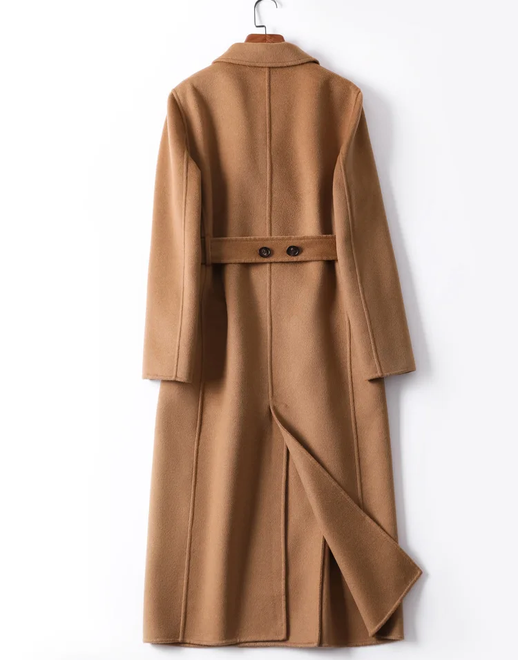 Shuchan 50% кашемировое+ 50% шерстяное дизайнерское Женское пальто зимнее высококачественное длинное женское пальто с двойным вырезом, регулируемые на талии