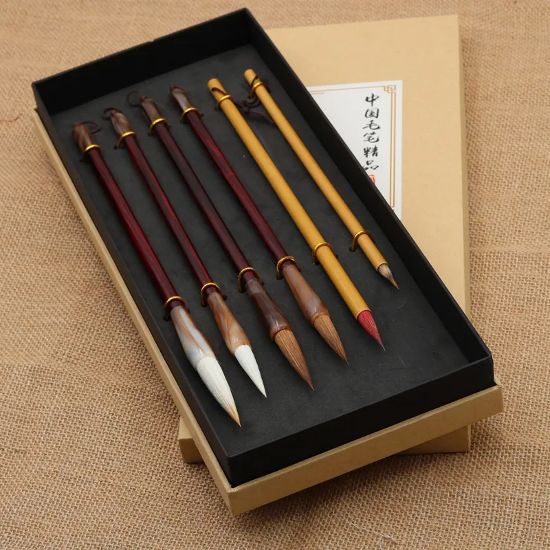 Brush Pen Tinta China Calligraphy Brushes with Gift Box Chinese Painting Brush Pen Bird Landscape Ink Painting Brushes Set