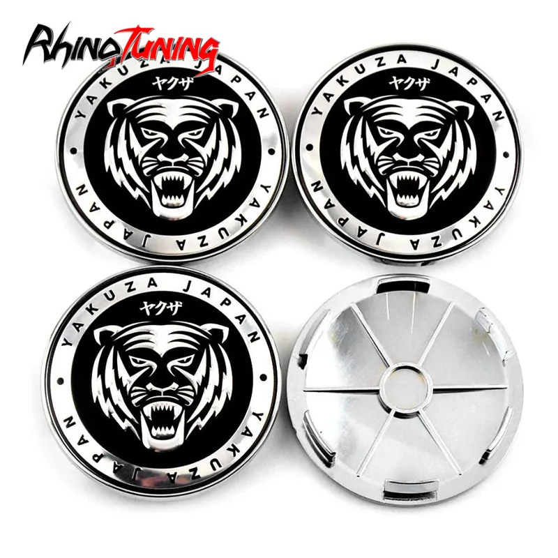 

68mm 62mm 4pcs YAKUZA Japan Car Wheel Center Hub Caps for Rim Auto Styling Tiger Emblem For E60 E46 E89 E52 E70 E84