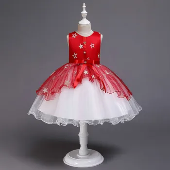 

2019 Autumn Dresses For Girls Dress Children Dresses Baby Princess Dress Butterfly Spin Yarn Stars Sleeveless Birthday Dress