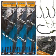 

6pcs Carp Fishing Hook 15g Staineless Ready Tied Hair Rigs Barbless Barbed Hooks Link Terminal Tackle Fishhooks Рыбалка