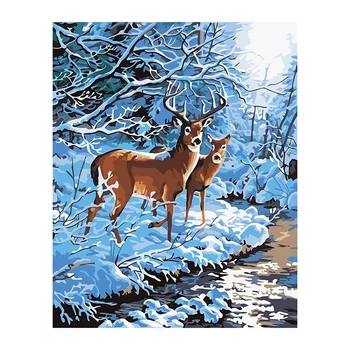 

Paint By Numbers Kits for Adult, DIY Canvas Painting for Adults Beginner-2 Deer