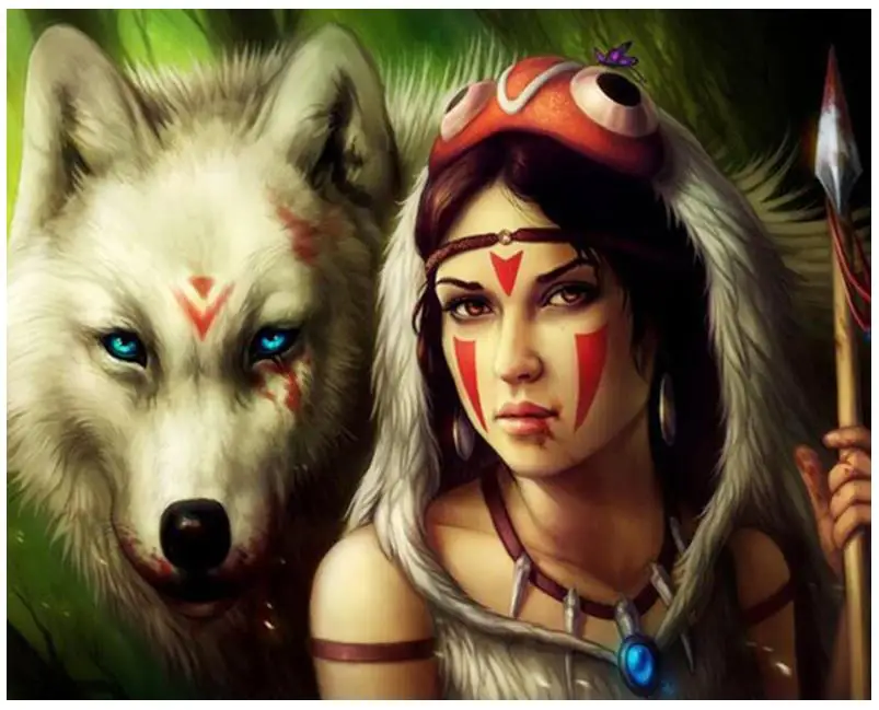 beauty beast diamond embroidery full square wolf daimond painting sticker 5d animals dotz picture diamant crystal poster | Дом и сад