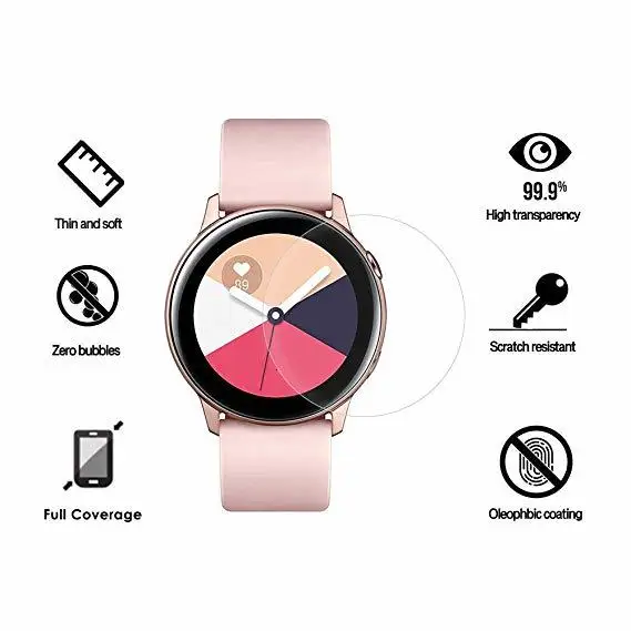 2 шт ультра-тонкая защитная пленка для samsung Galaxy Watch Active Soft 3D круглый край Защитная пленка для экрана + Чистящие наборы